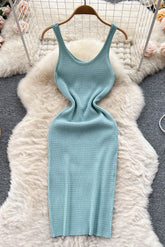 Robe en tricot à taille élastique, douce et fine, pour femme